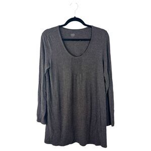 Eileen Fisher Grey Long Sleeve Flowy Tunic Blouse Size Large